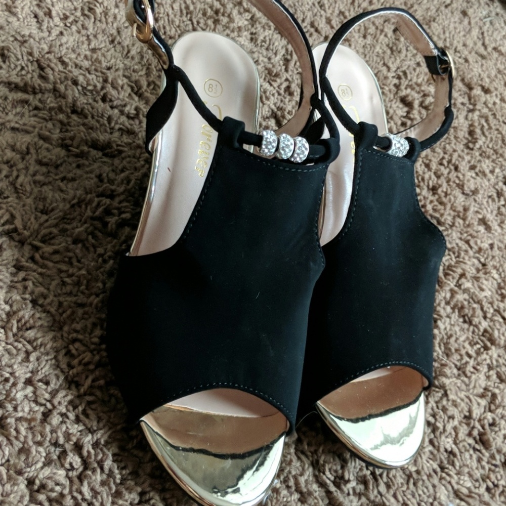 Black Wedges with gold accent